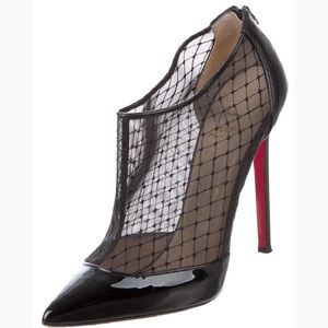 Christian louboutin black mesh and patent leather
